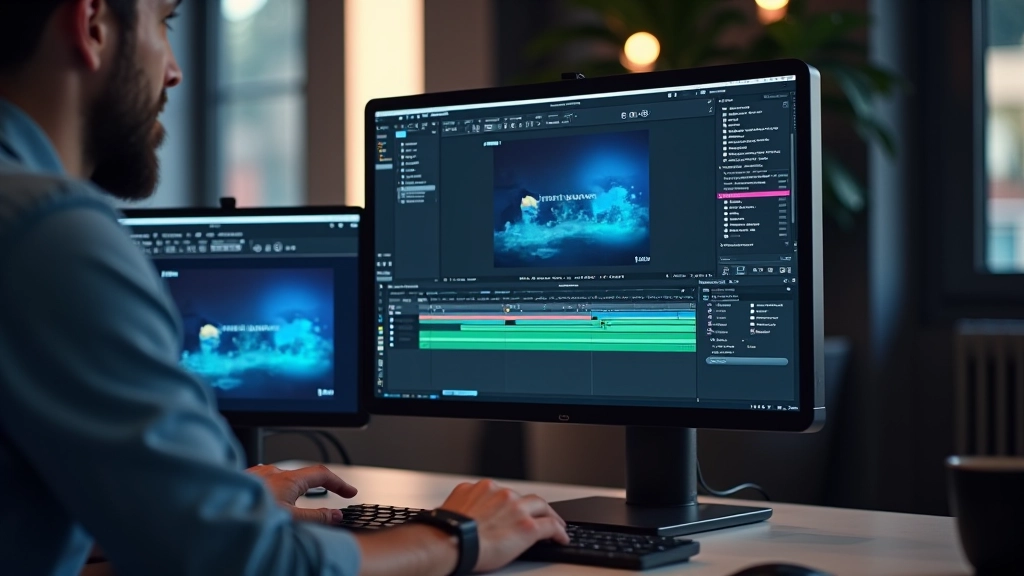 Schermo di computer che mostra interfaccia software di motion design con timeline e layer panel, ambiente di lavoro digitale professionale