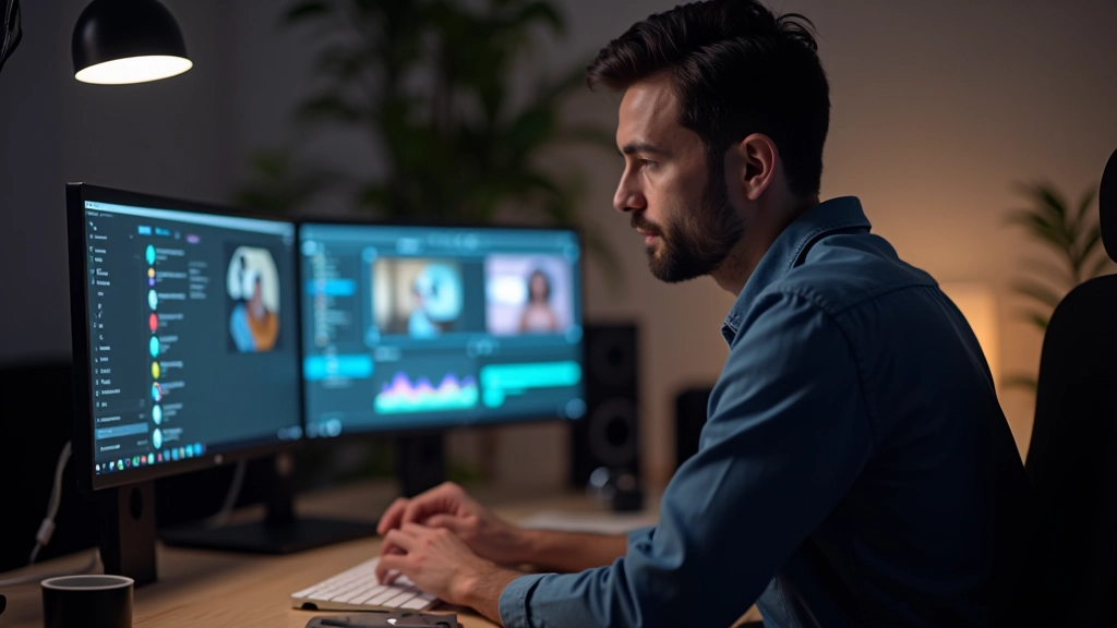 Designer italiano al lavoro su software di animazione motion design con monitor doppio